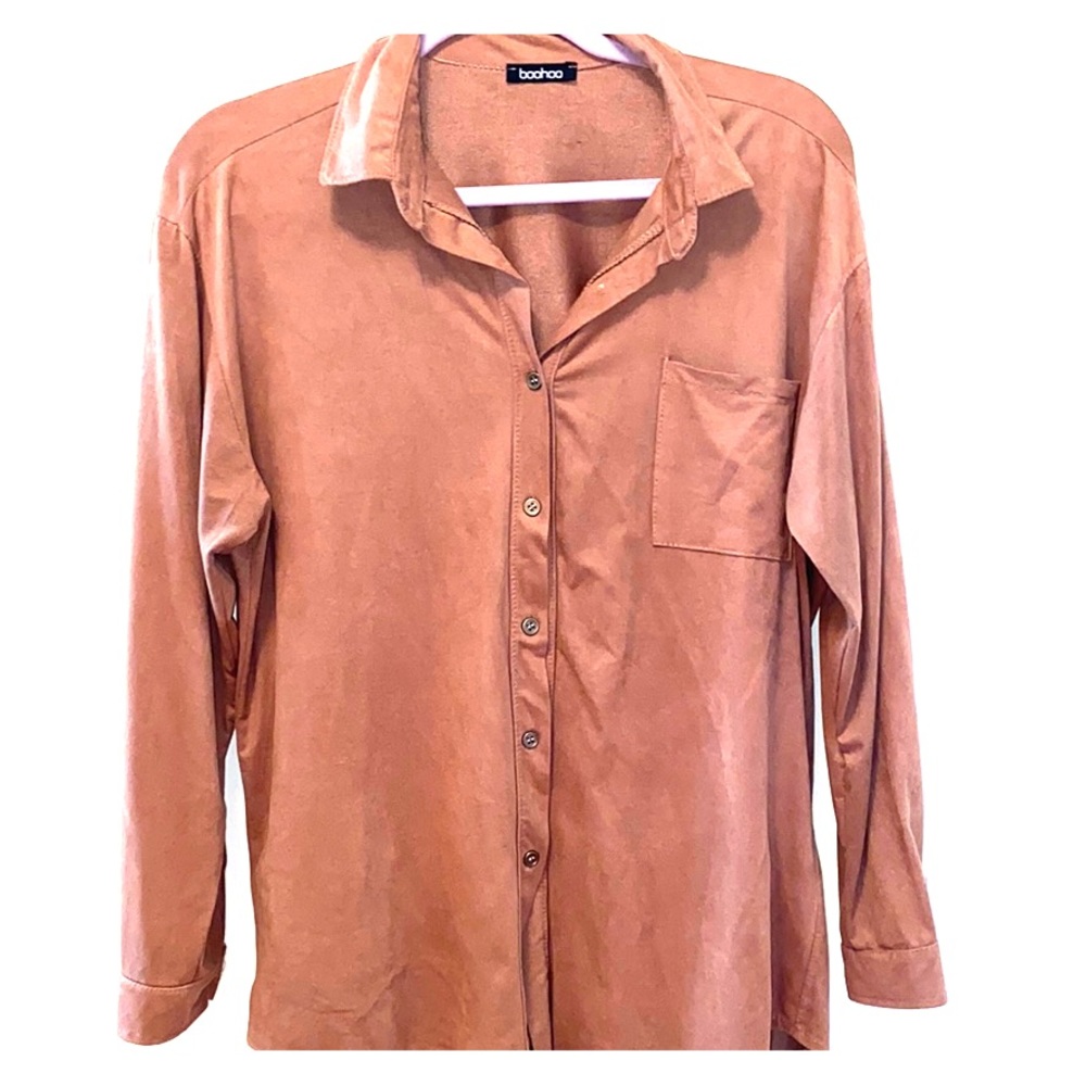 Faux Suede Button Down